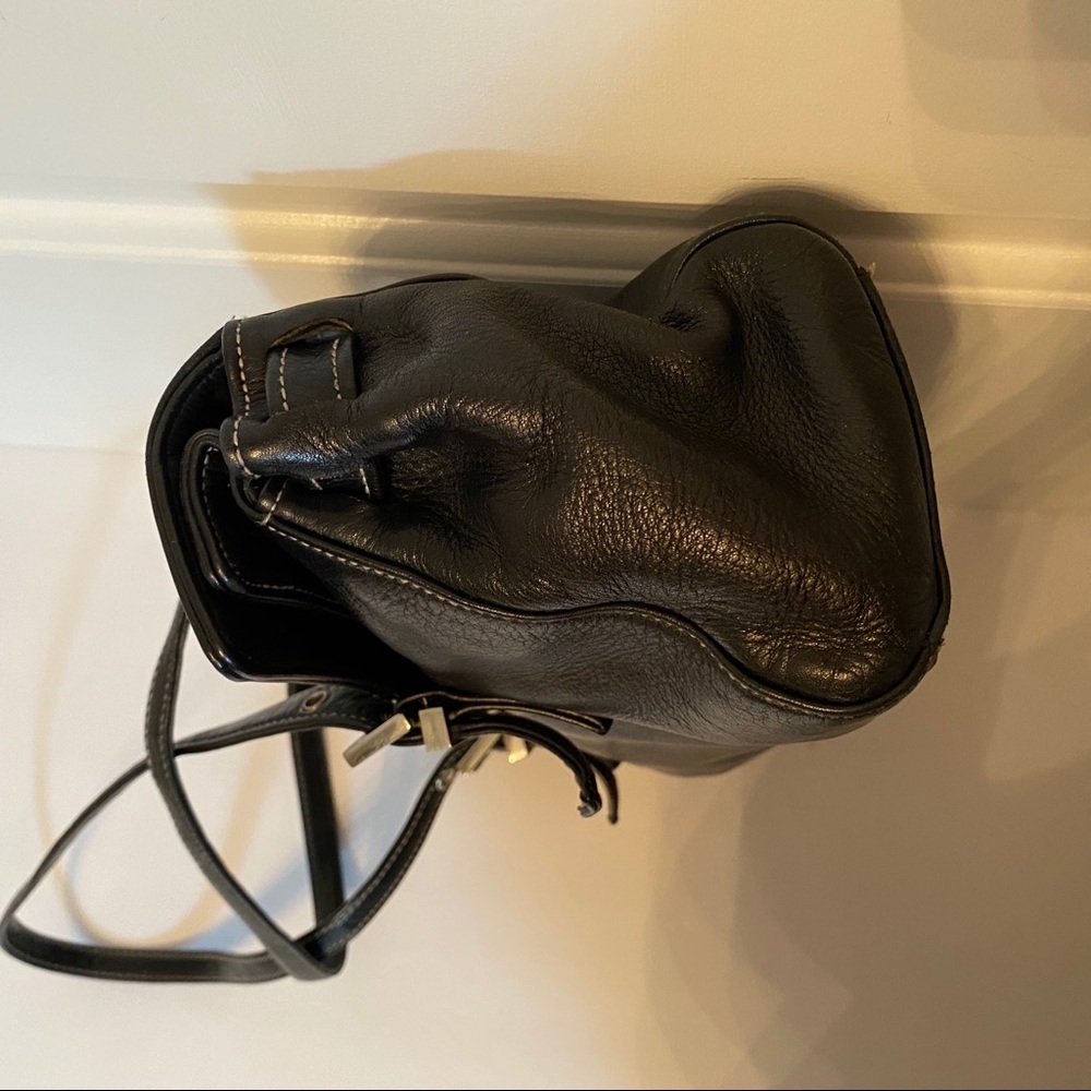 PERLINA SHOULDER BAG SATCHEL BLACK LEATHER 2 STRAP FLAP CLOSE - Picture 7 of 12